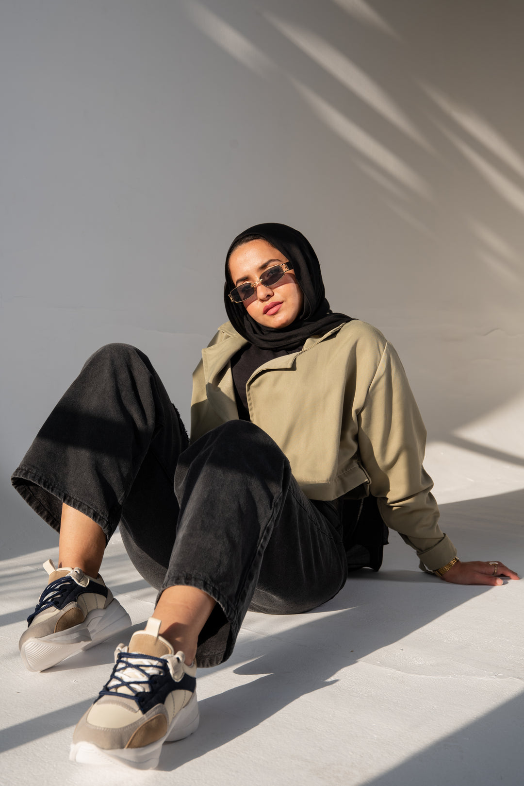 Chunky Sneaker Lined - Beige X Navy Blue