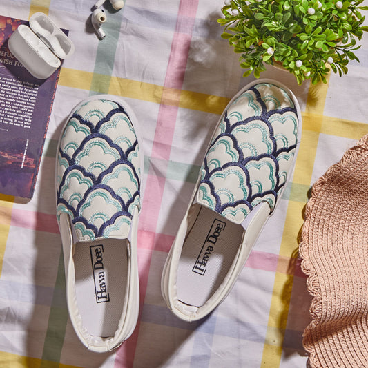 Sarmal | Pattern Slip On Comfy Sneakers - Blue