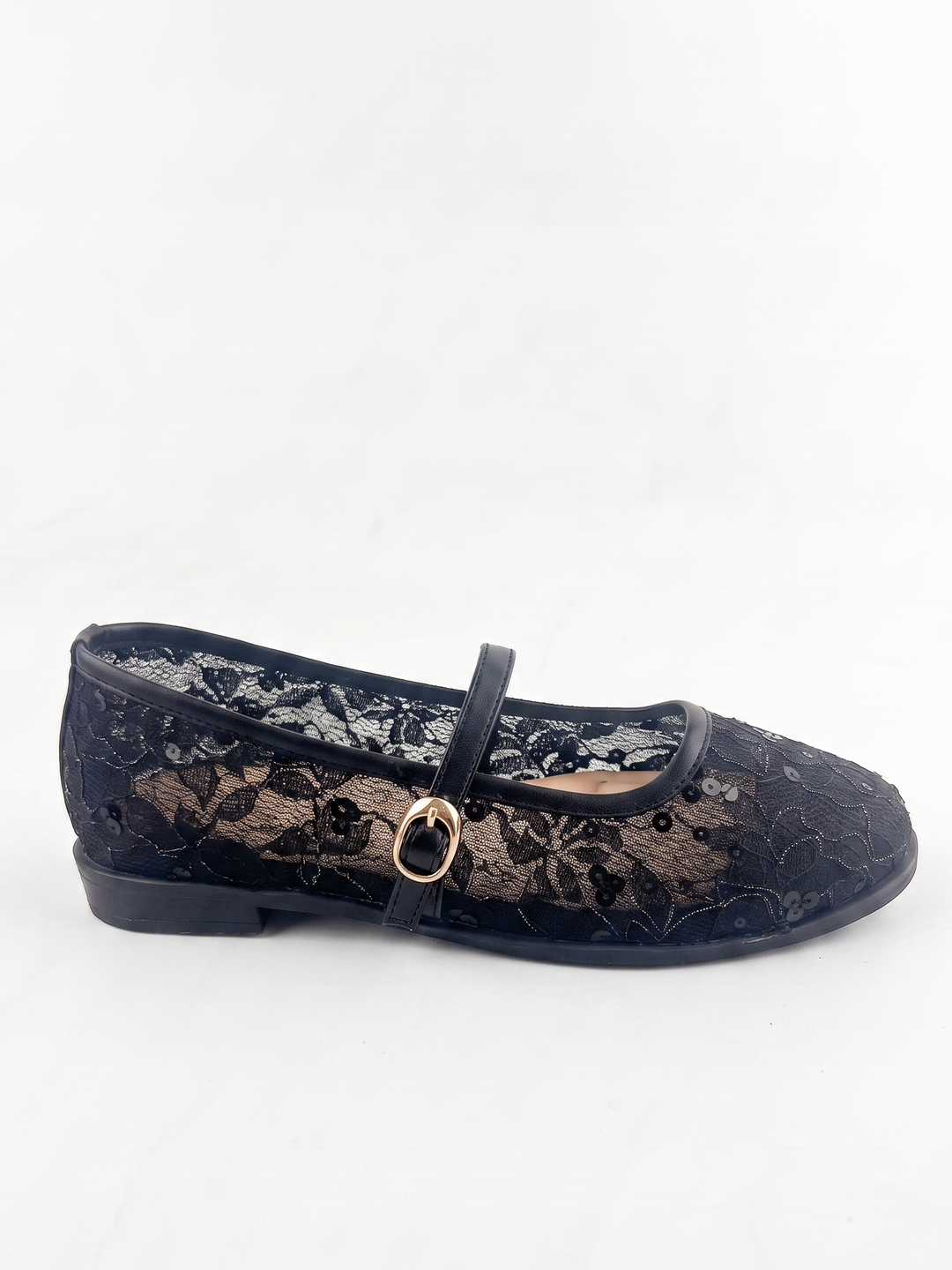The Amira Floral Flat - Black
