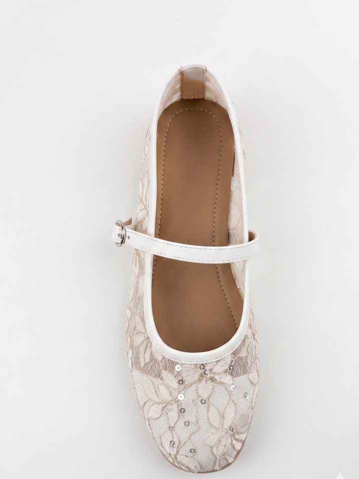 The Amira Floral Flat - White