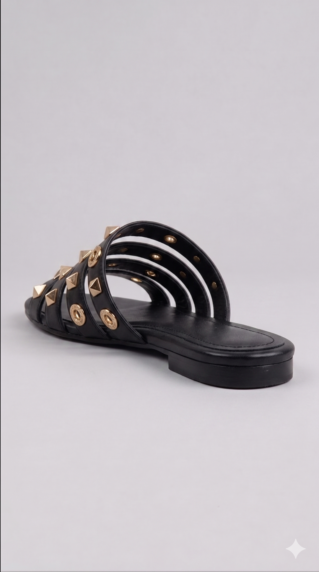Gilded Horizon Multi-Strap Sandal - Black
