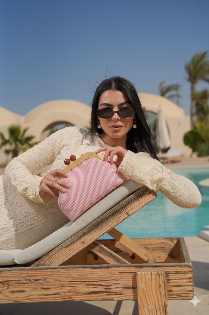 Blush Bloom Woven Clutch - Pink Marshmallow