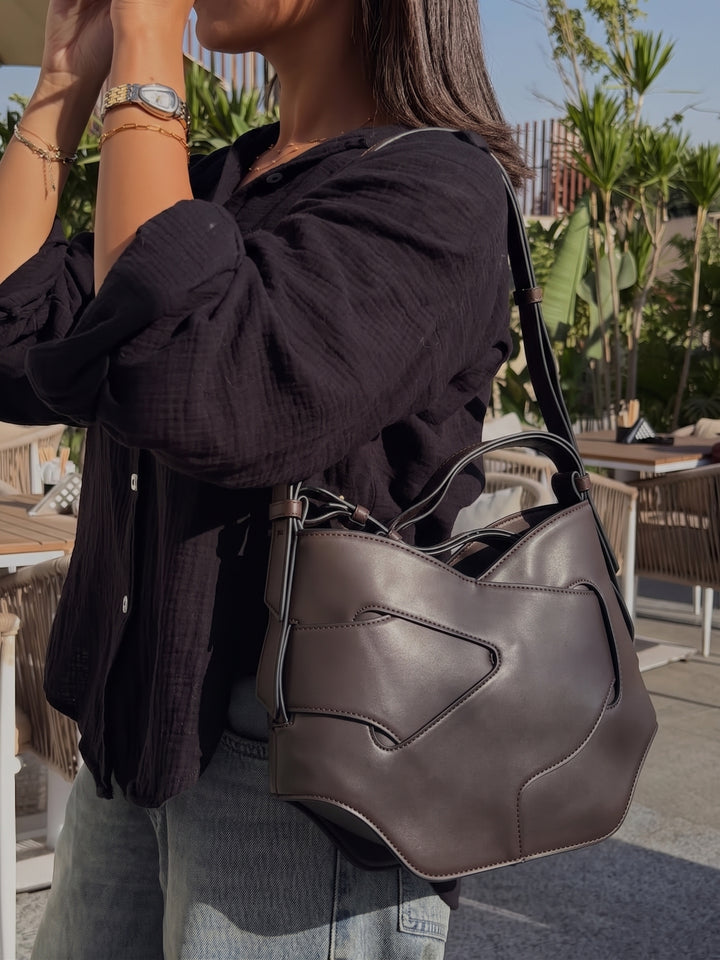 The Origami Saddle Leather Shoulder Bag - Brown