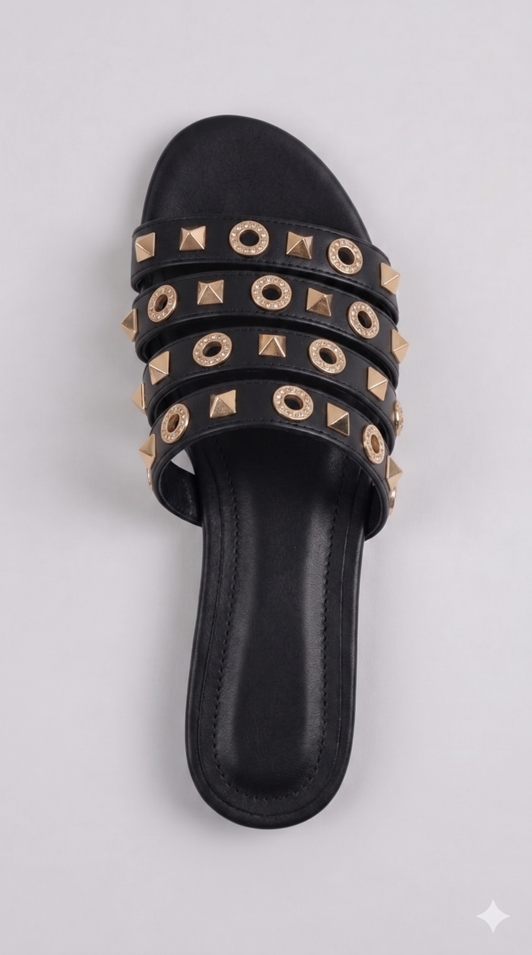 Gilded Horizon Multi-Strap Sandal - Black