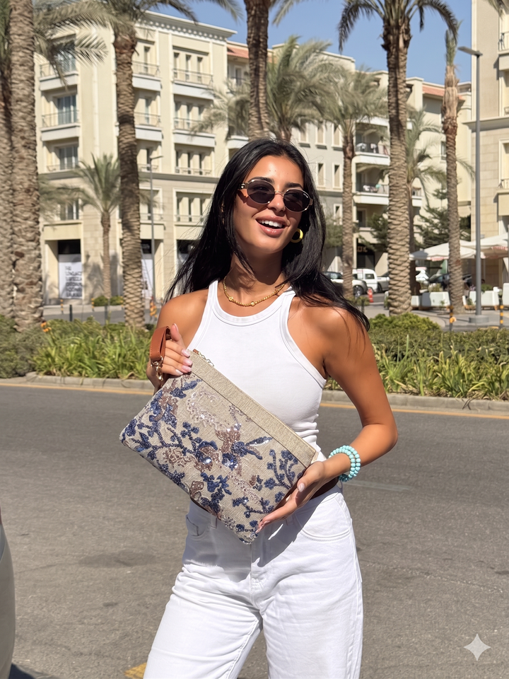 Bloom Embroidered Shoulder Clutch