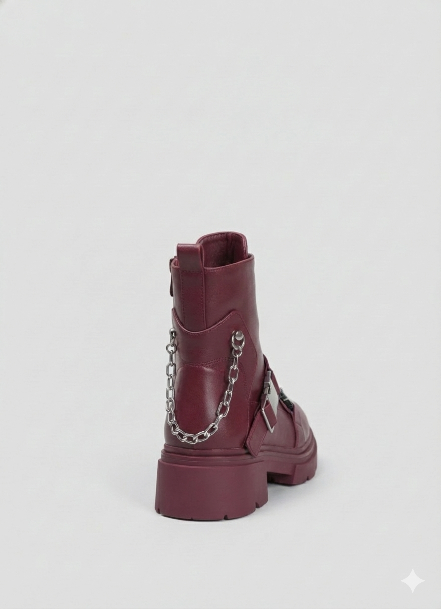 Rebel Chain Boots | Burgundy