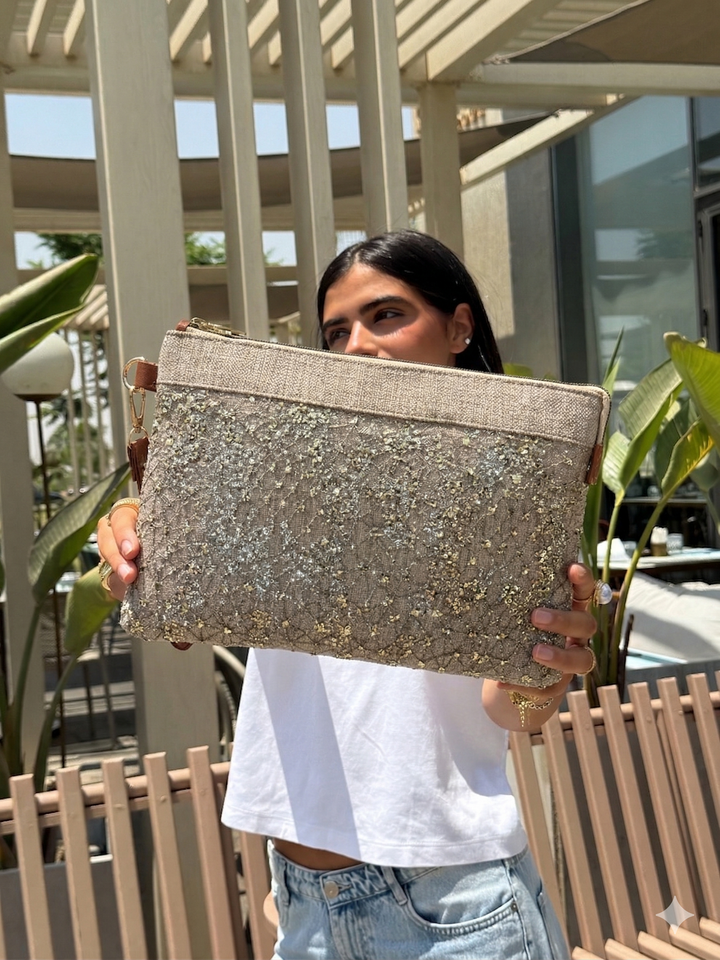 Bloom Luxe Sequin Clutch Gold