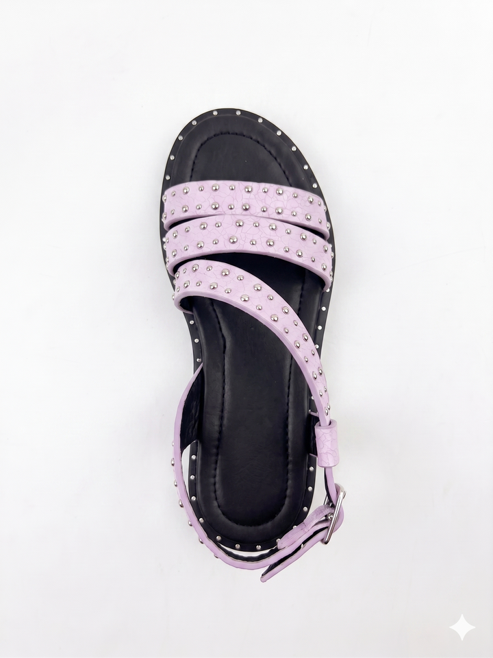 Lilac Studded Strappy Flat Sandal