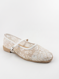 The Amira Floral Flat - White