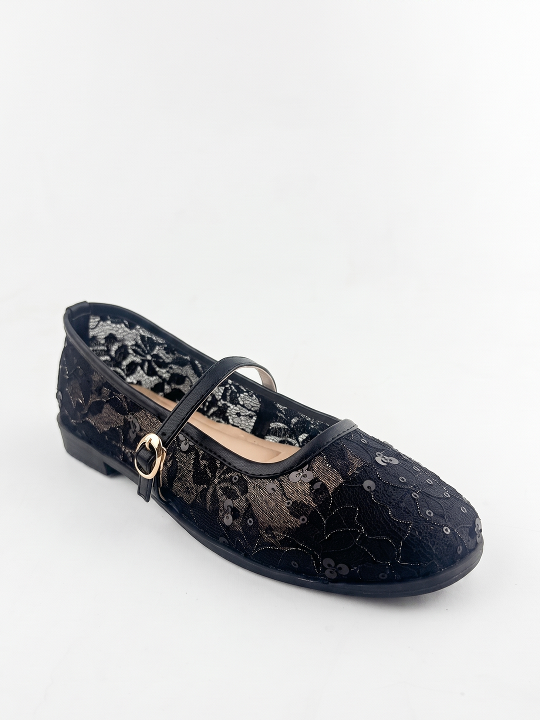 The Amira Floral Flat - Black