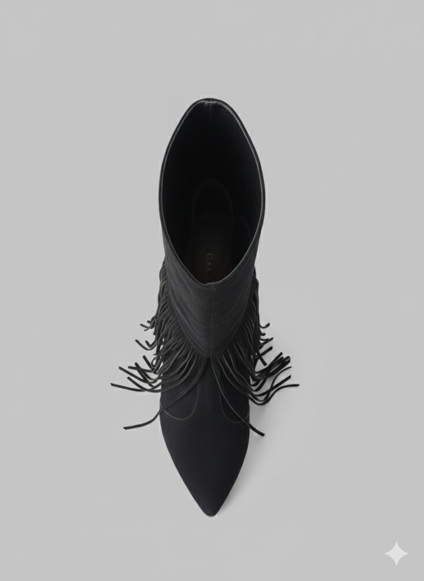 Wildheart Fringe Knee Boot| Black