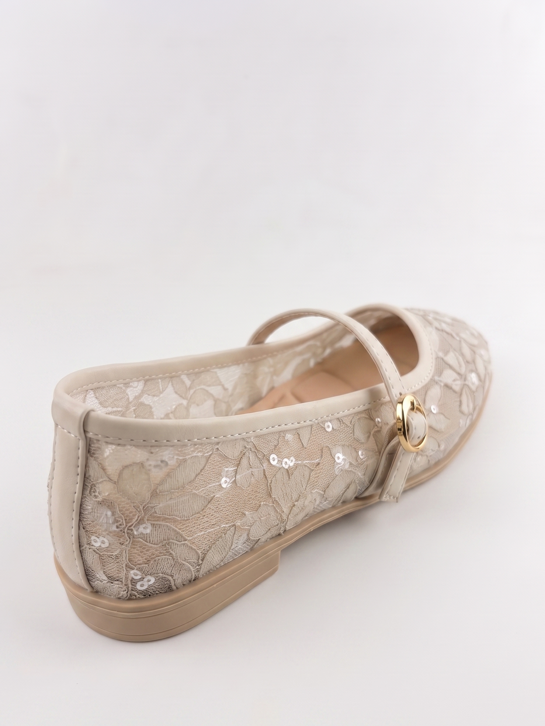 The Amira Floral Flat - Beige