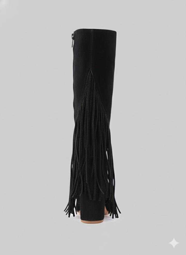 Wildheart Fringe Knee Boot| Black