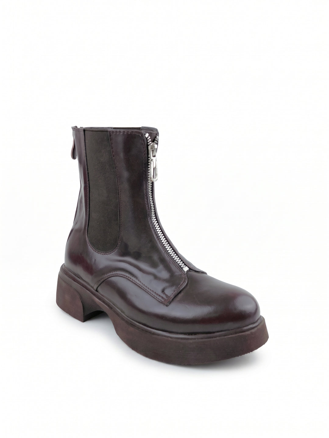 The Raven Chunky Front-Zip Combat Boots | Brown