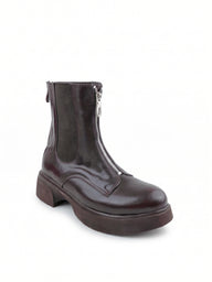 The Raven Chunky Front-Zip Combat Boots | Brown