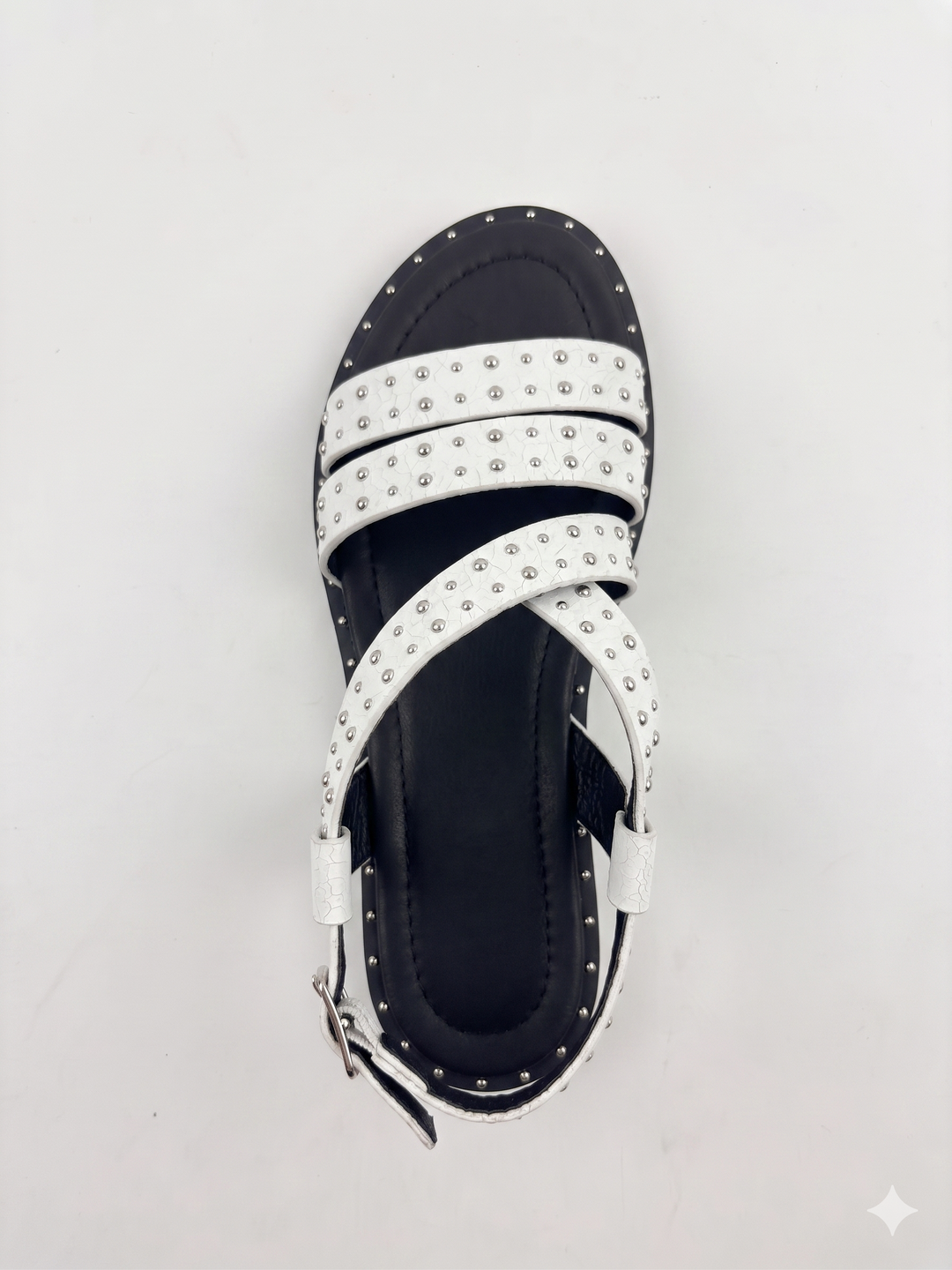 White Studded Strappy Flat Sandal