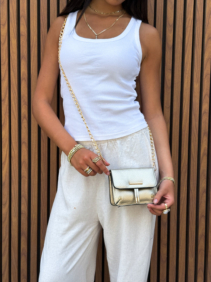 Icy Python-Textured Mini Crossbody - Goid