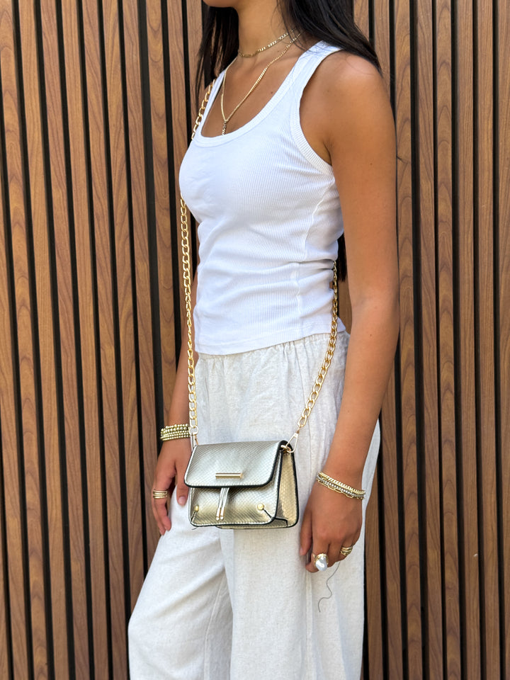 Icy Python-Textured Mini Crossbody - Goid