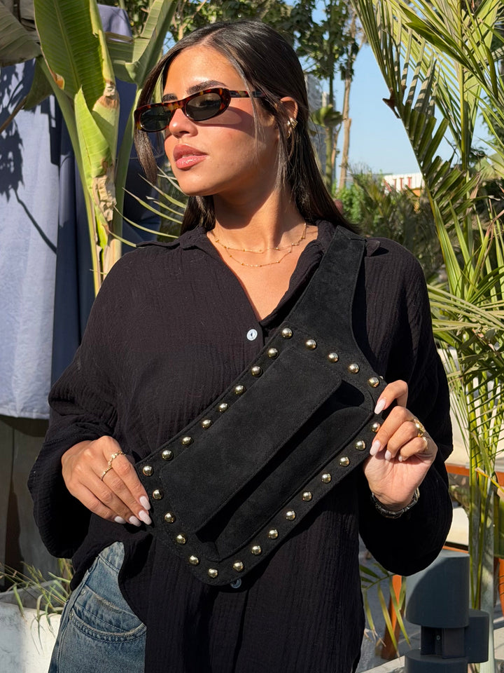 The Dakota Studded Waist Bag - Black