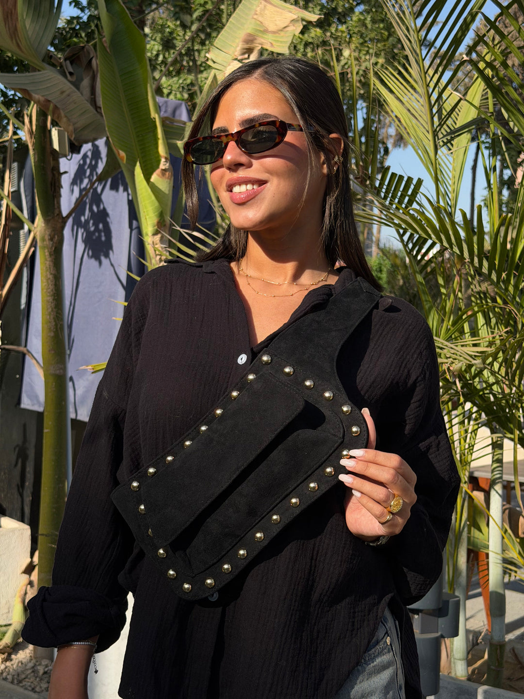 The Dakota Studded Waist Bag - Black