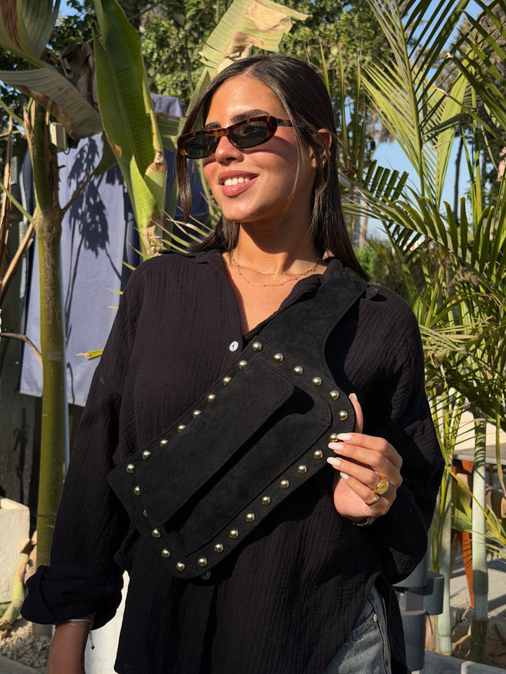 The Dakota Studded Waist Bag - Black
