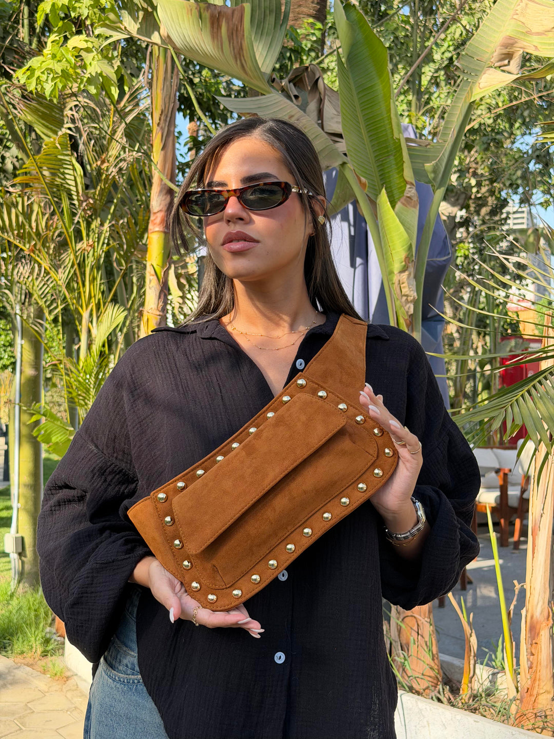 The Dakota Studded Waist Bag - Havane