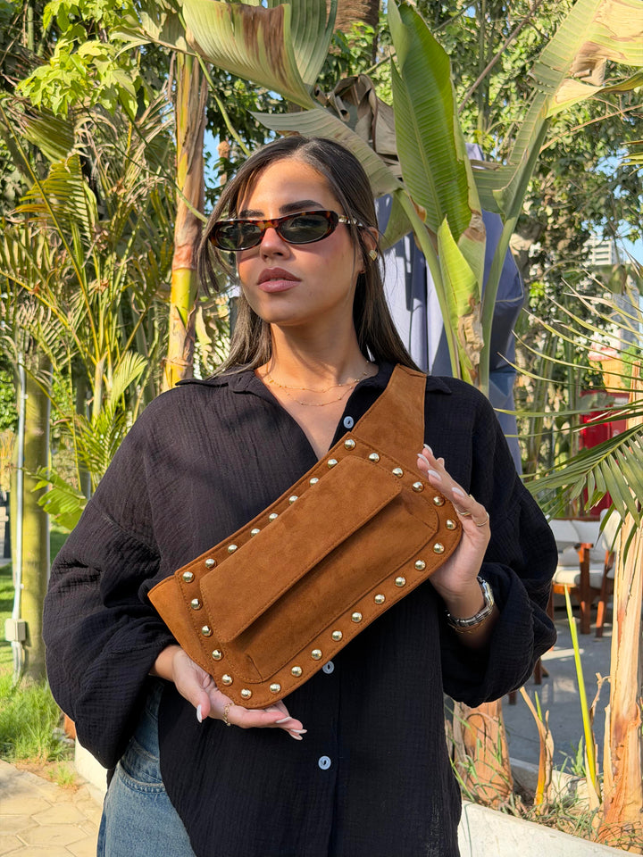 The Dakota Studded Waist Bag - Havane