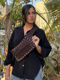 The Dakota Studded Waist Bag - Brown