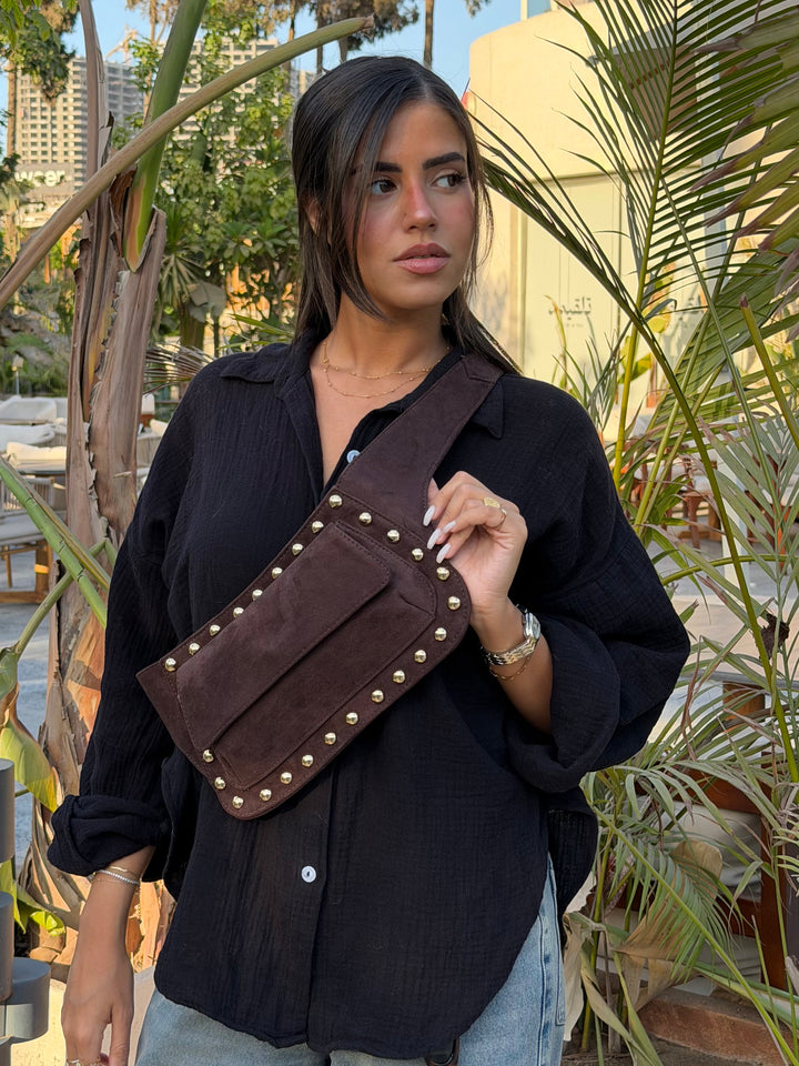 The Dakota Studded Waist Bag - Brown