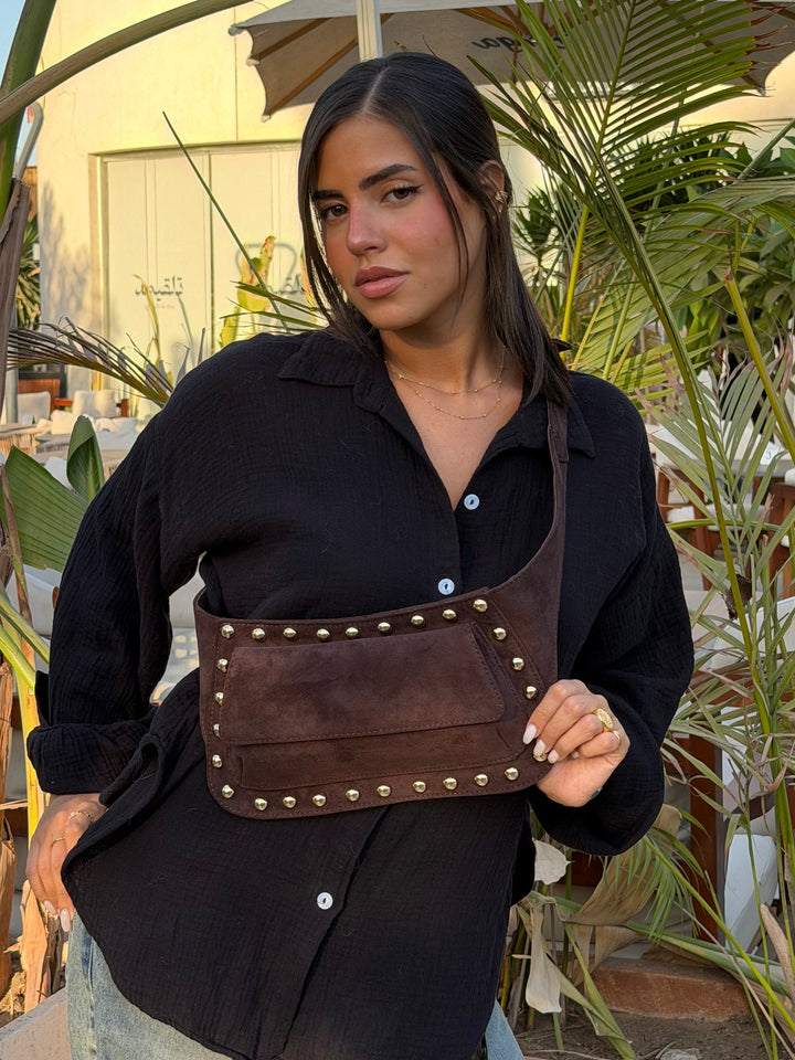 The Dakota Studded Waist Bag - Brown