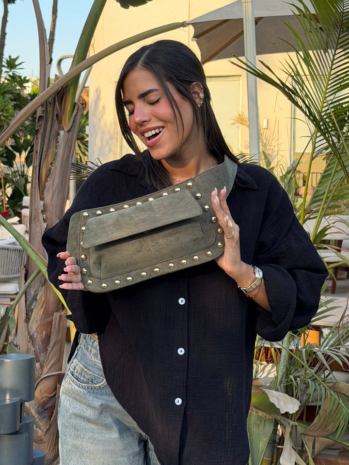 The Dakota Studded Waist Bag - Olive