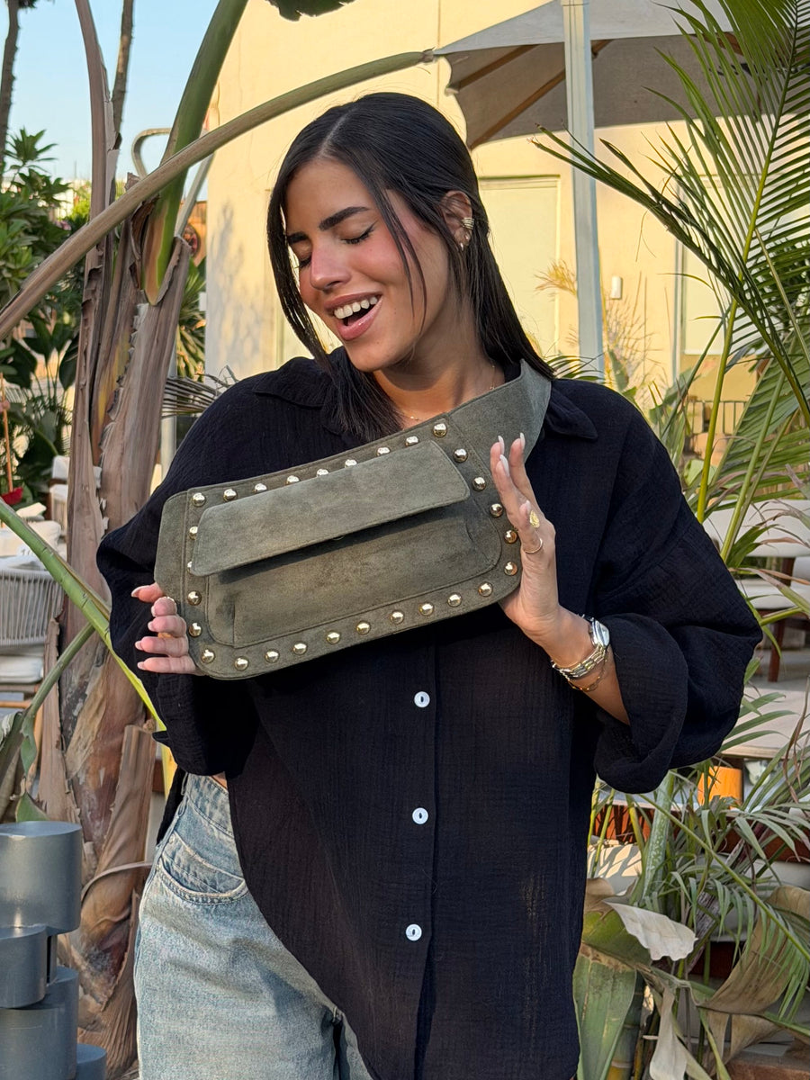 The Dakota Studded Waist Bag - Olive
