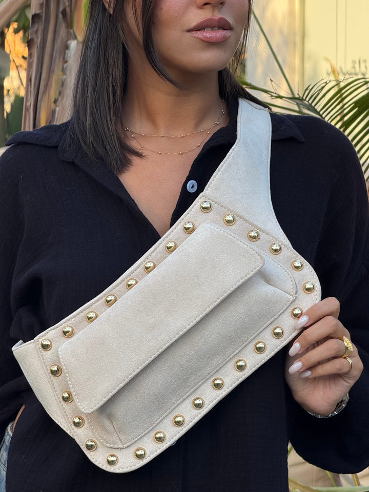 The Dakota Studded Waist Bag - Beige