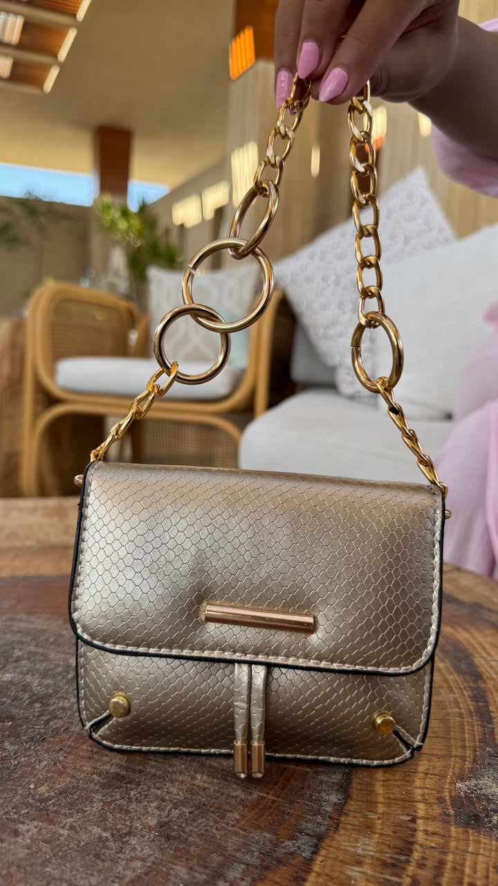 Icy Python-Textured Mini Crossbody - Goid