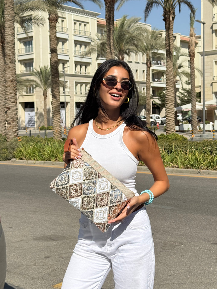 Mosaic Luxe Sequin Clutch Gold