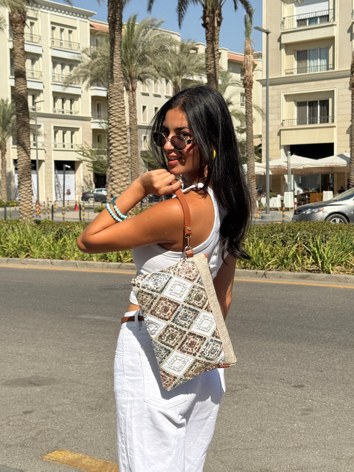 Mosaic Luxe Sequin Clutch Gold