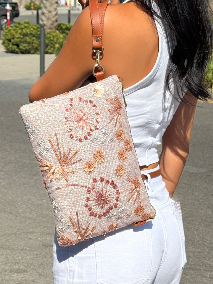 Bloom Embroidered Shoulder Clutch