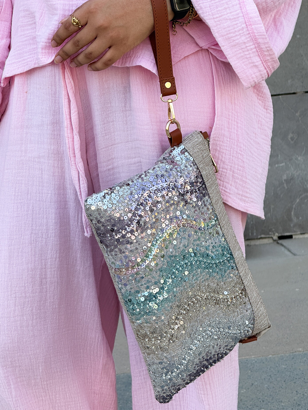 Luna Glow Sequin Evening Clutch