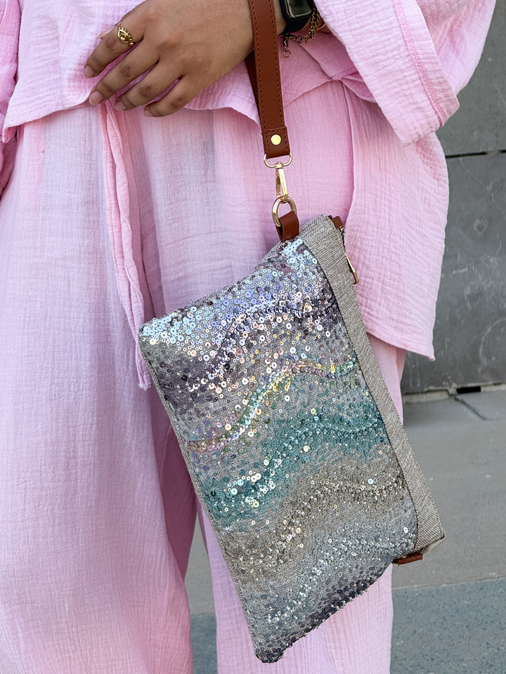 Luna Glow Sequin Evening Clutch