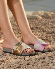 Tropical Sequin Patch Slides for Women