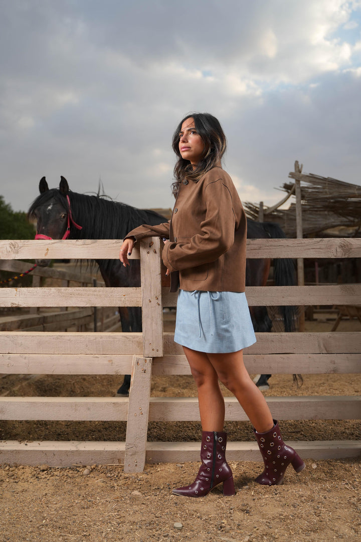 Siren Eyelet Block Boot | Burgundy