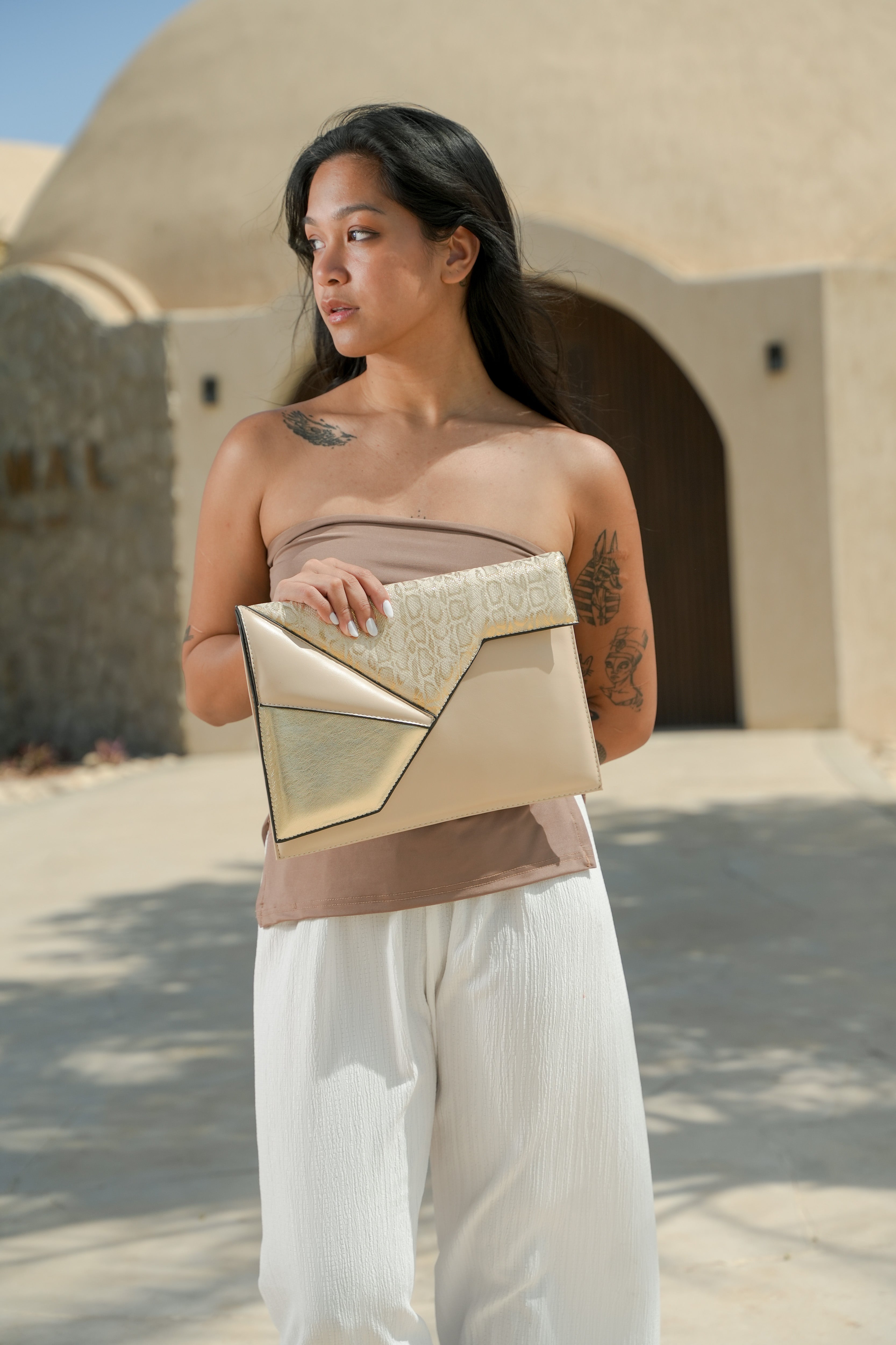 Python Envelope Clutch - Beige – Havva Dose