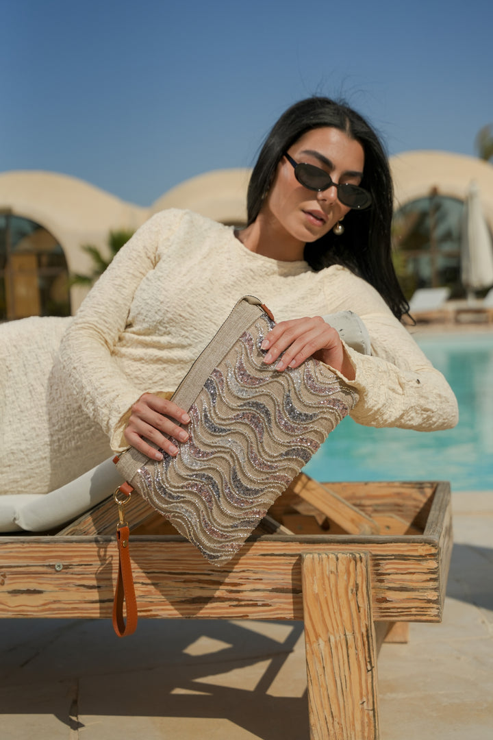 Sunset Waves Sequin Clutch