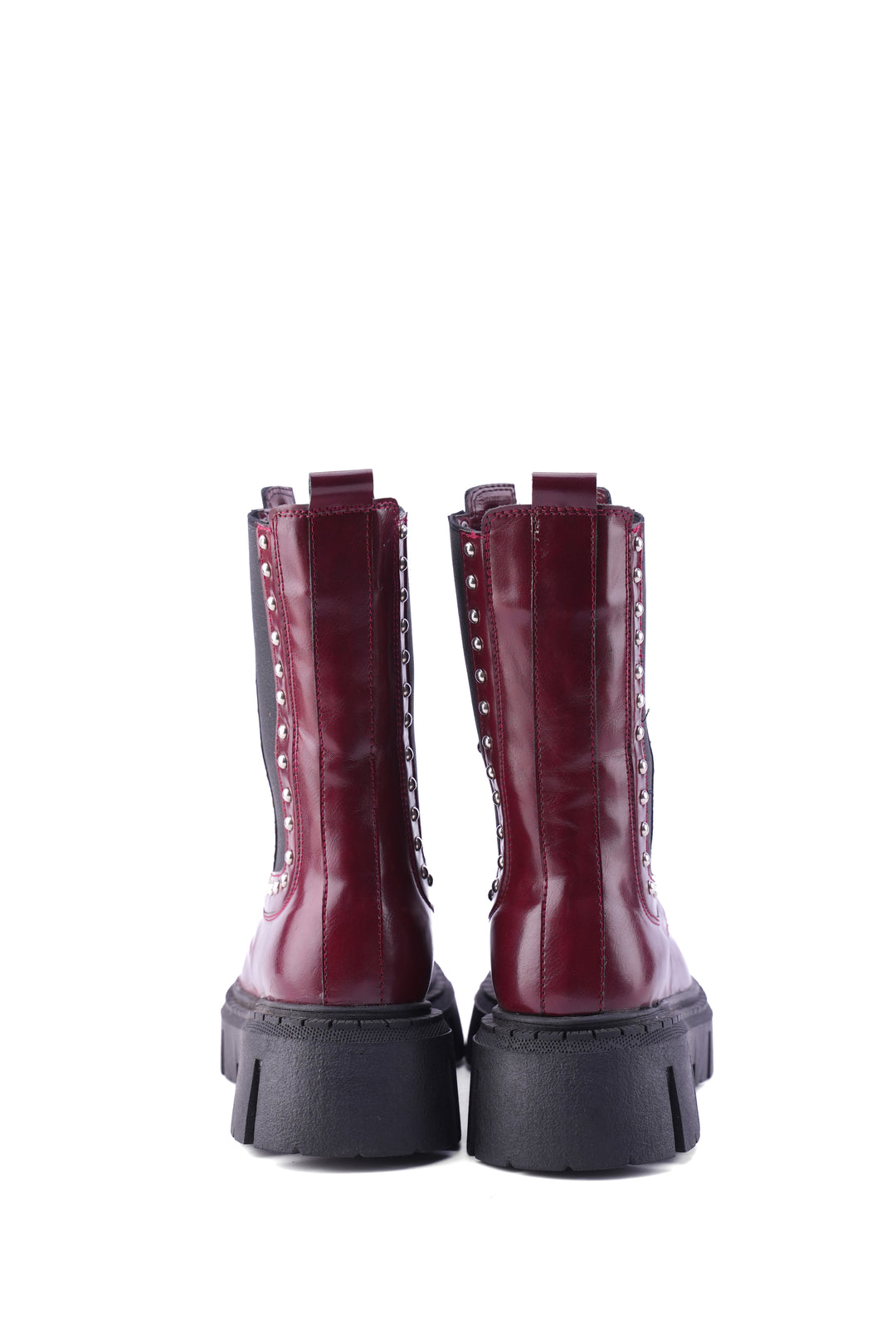 "The Riot" Studded Platform Combat Boots "Maroon"