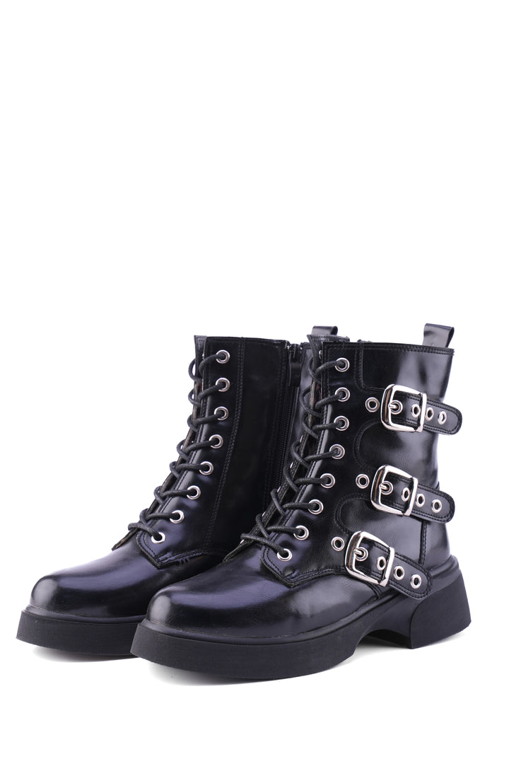 Siren Buckle Combat Boots | Black