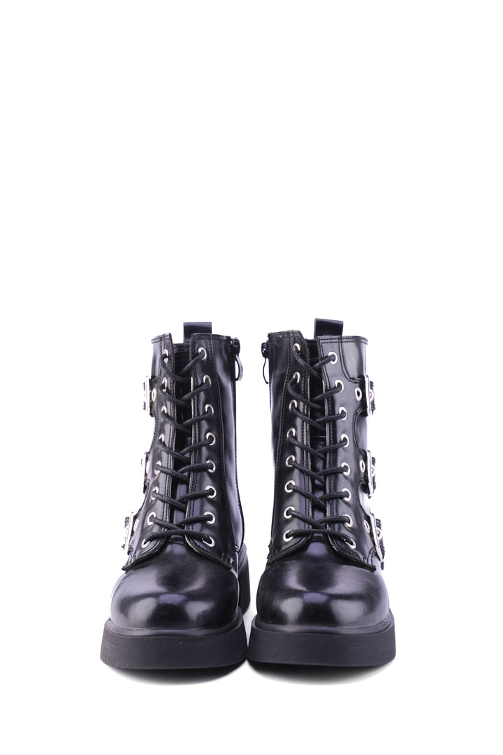 Siren Buckle Combat Boots | Black