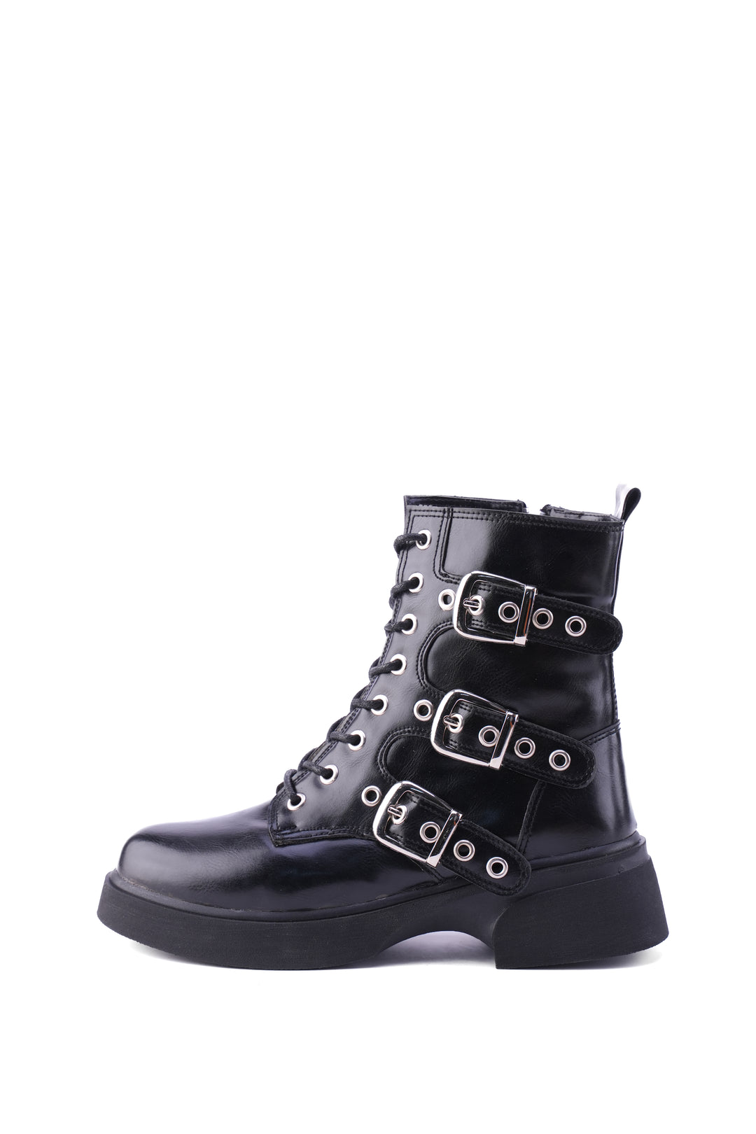 Siren Buckle Combat Boots | Black