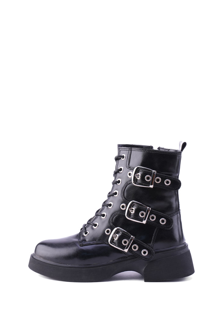 Siren Buckle Combat Boots | Black