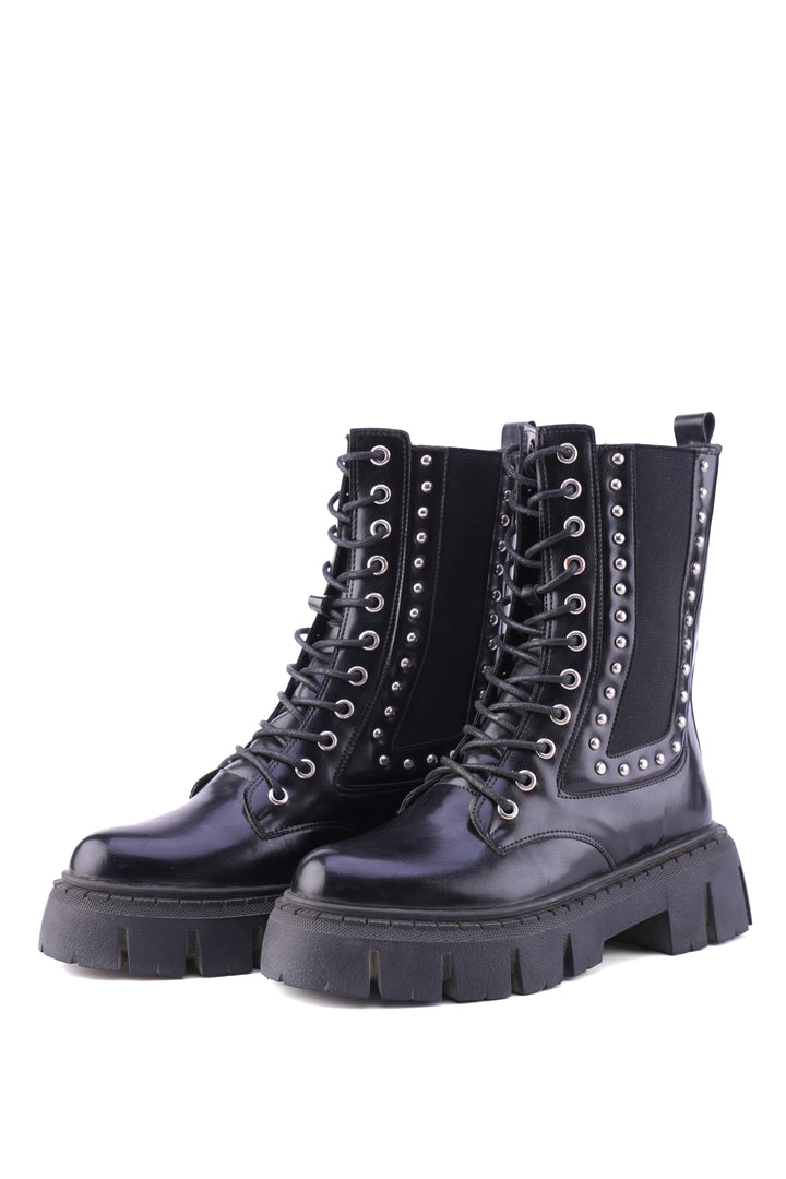 "The Riot" Studded Platform Combat Boots "black"