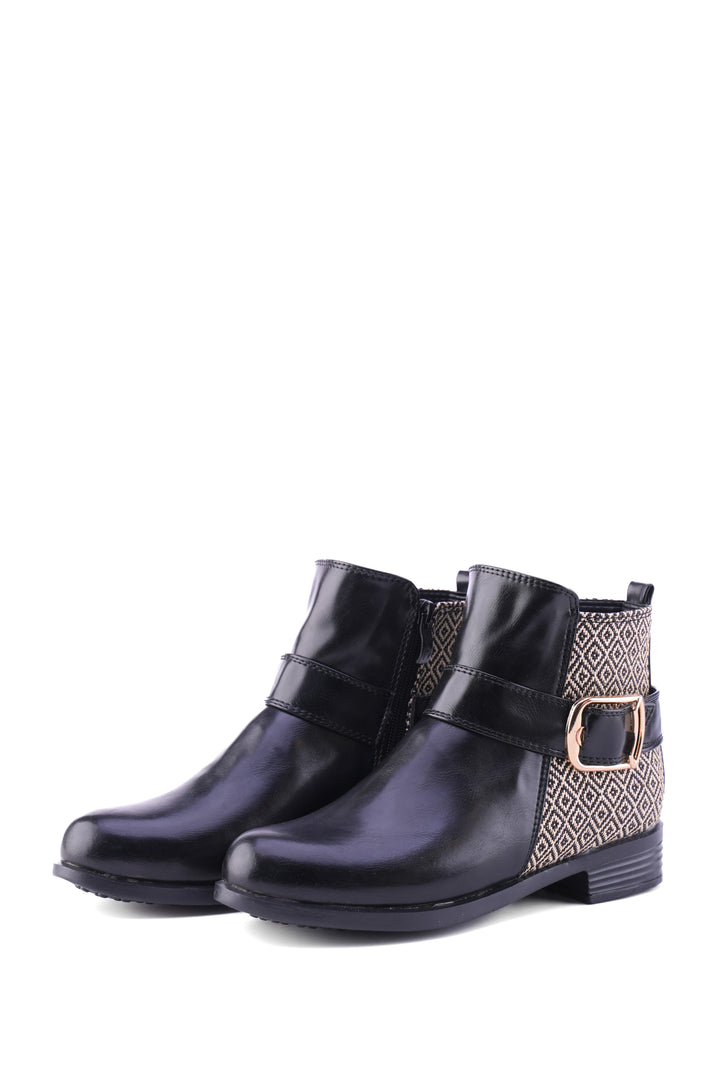 Geoprint Nomad Ankle Booties | Black & Bronze
